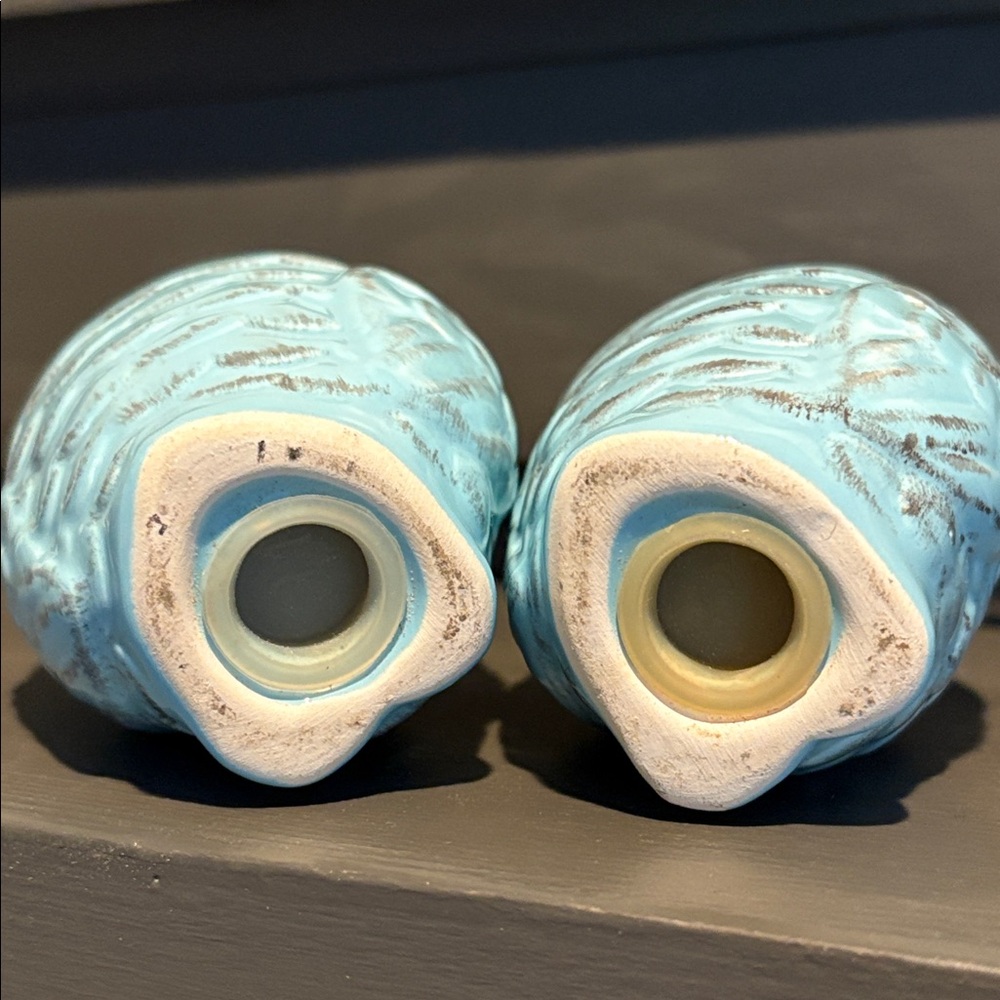 Owl Salt & Pepper Shakers Blue Vintage look - Picture 9 of 11
